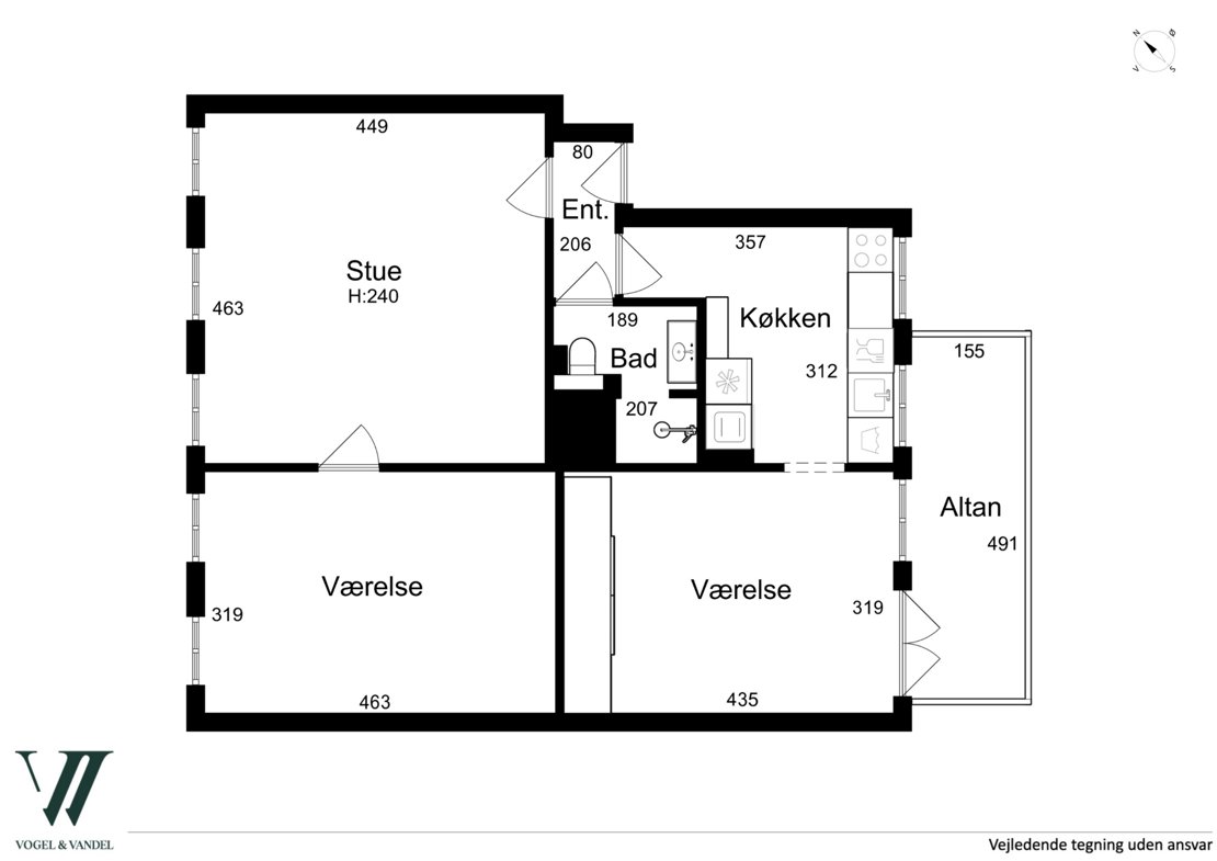 Blegdamsvej 26, 3. tv., 2200 København N - Plantegning