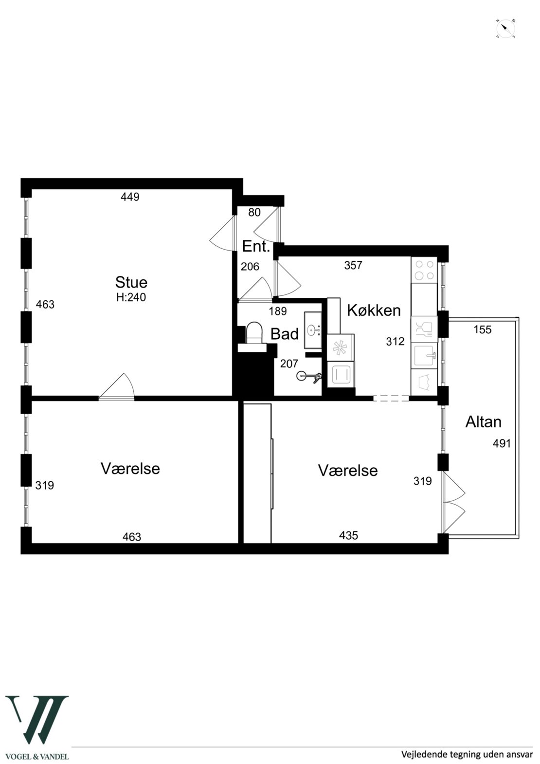 Blegdamsvej 26, 3. tv., 2200 København N - Plantegning