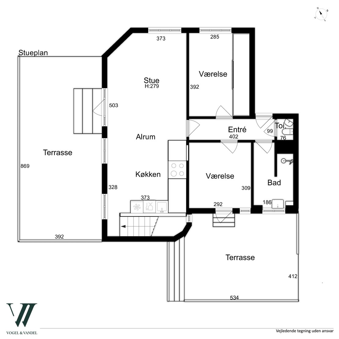 F.F. Ulriks Gade 8, st., 2100 København Ø - Plantegning